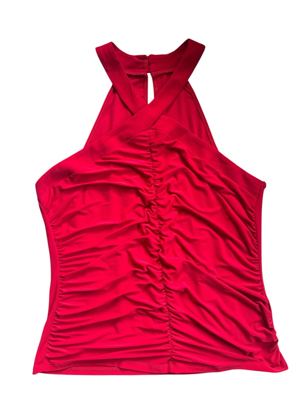 Bright Red Ruched Halter Tank